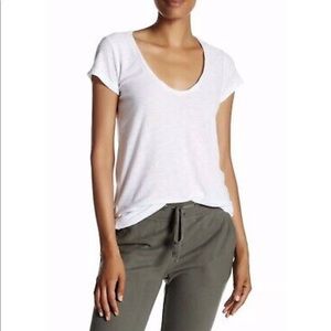 JAMES PERSE Deep Scoop Neck Tee in White